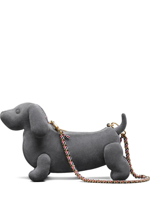 Thom Browne Baby Hector Bag in Calf Suede in Grey