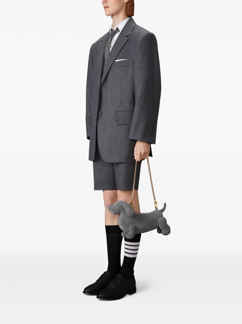 Thom Browne Hector suède clutch - Grijs