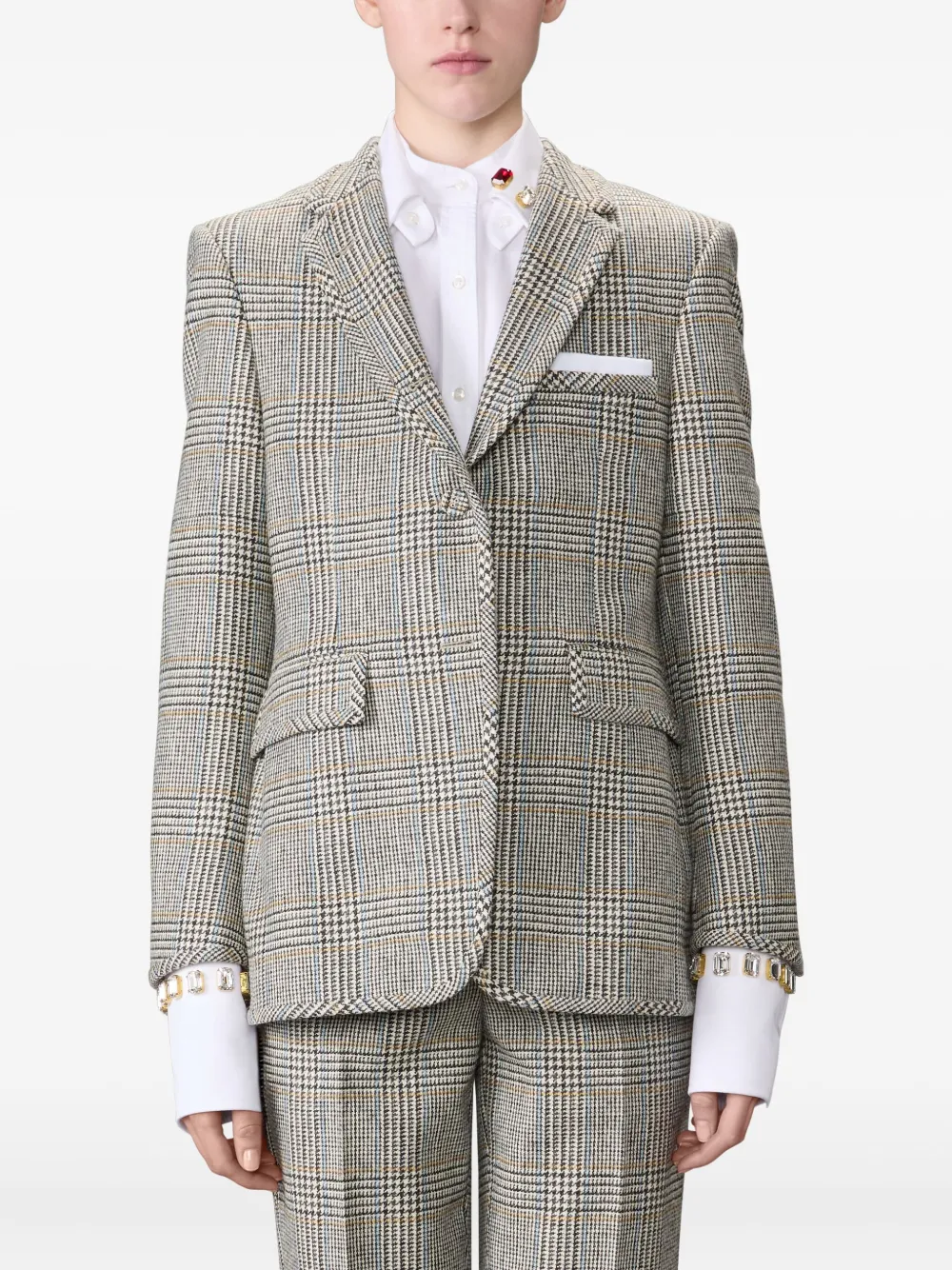 Thom Browne Hunting tweed blazer met armband Zwart