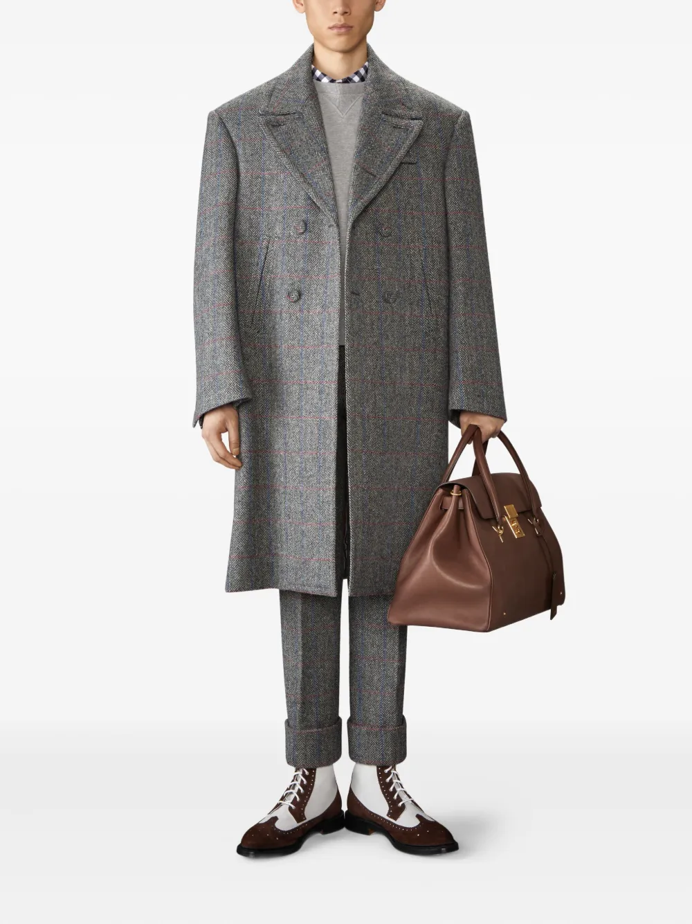 Thom Browne Sweater met 4 strepen en vogelapplicatie - Grijs