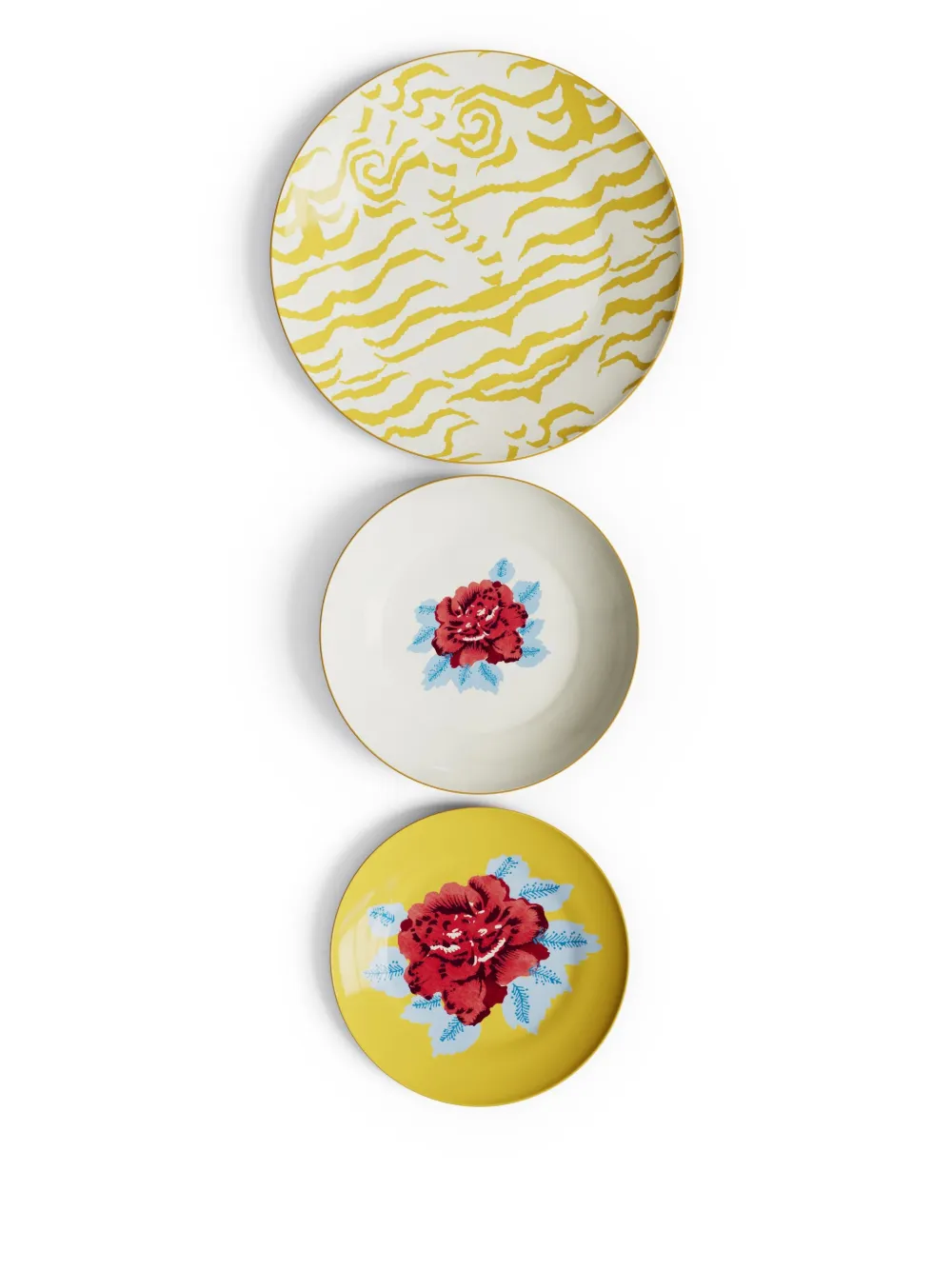 Lisa Corti Indian Tiger porcelain plates (set of three) | Yellow | Image 1