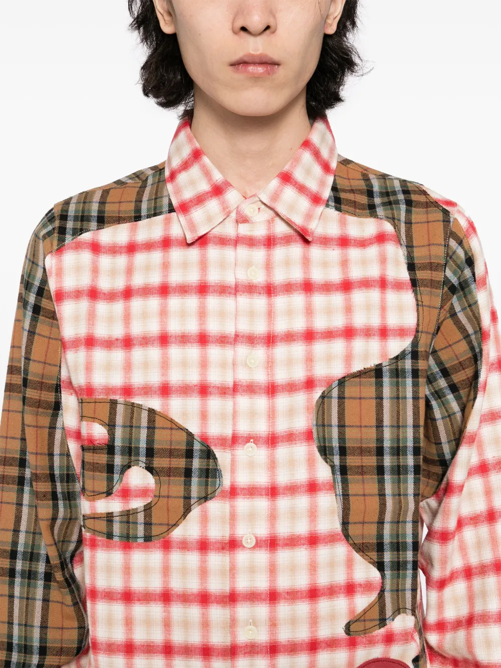 KidSuper Flanellen overhemd met patchwork Rood