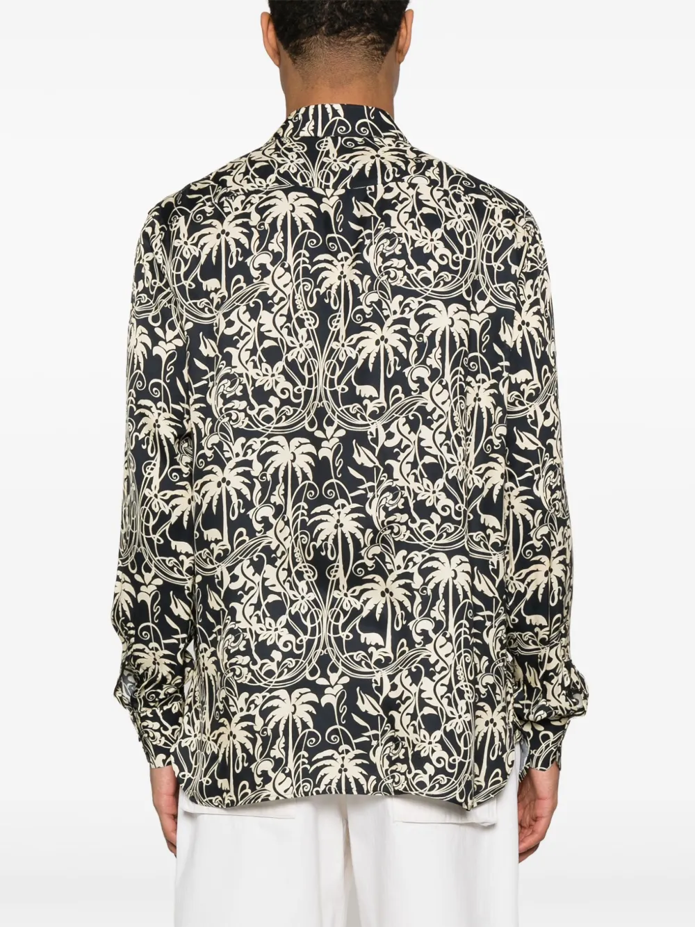 Laneus Shirt met palmboomprint Zwart