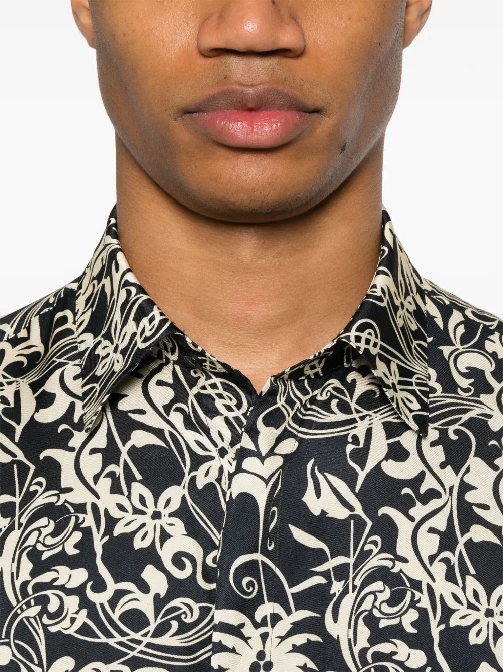 Laneus Shirt met palmboomprint Zwart