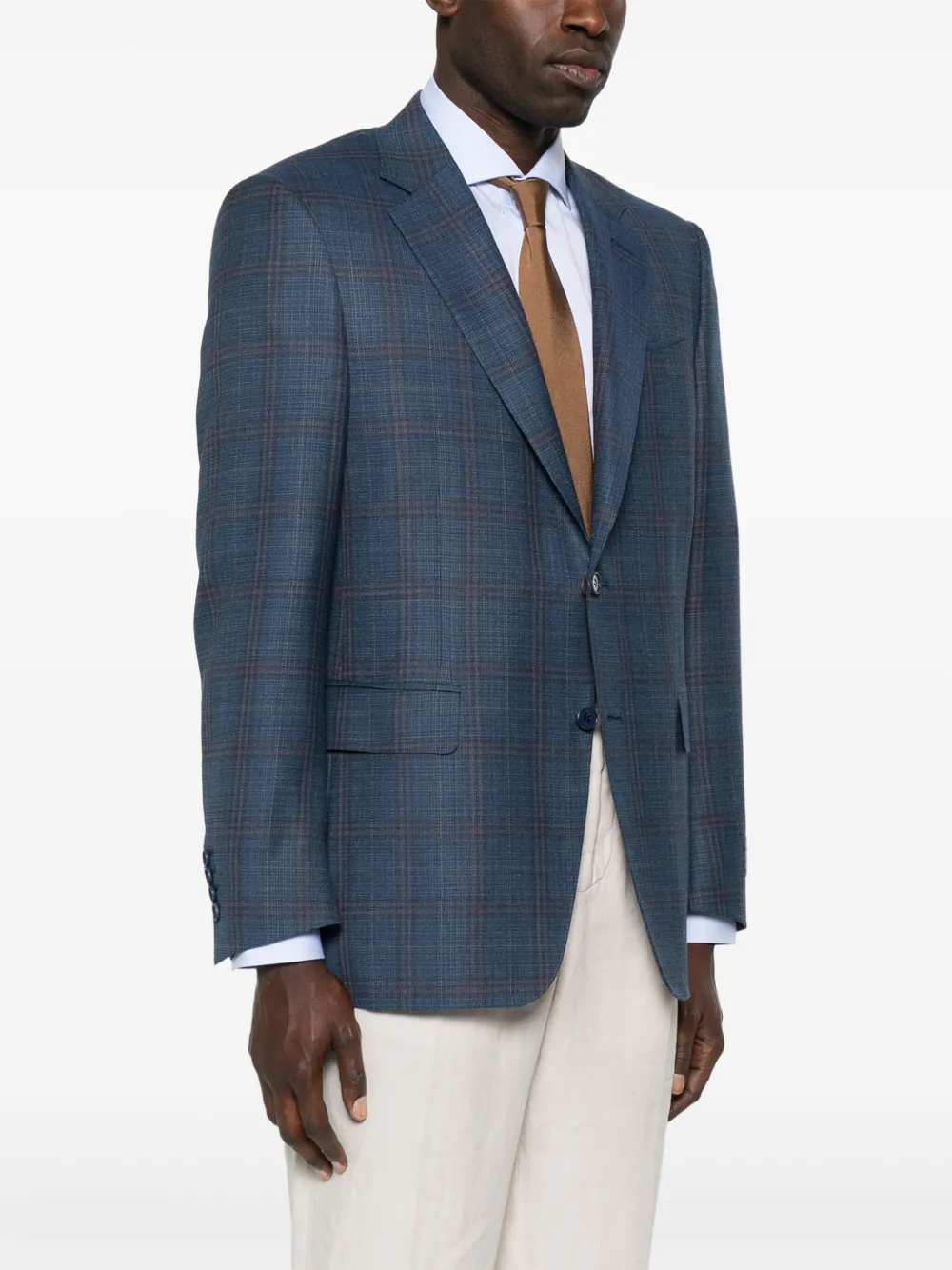 Canali Geruite blazer Blauw