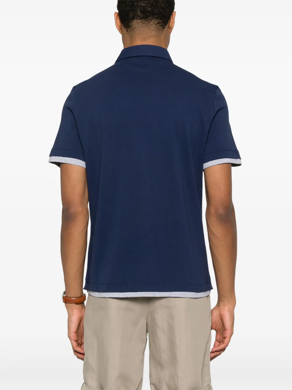 Brunello Cucinelli Poloshirt met imitatielaag Blauw