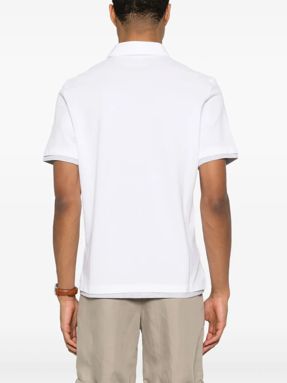 Brunello Cucinelli Poloshirt met imitatielaag Wit