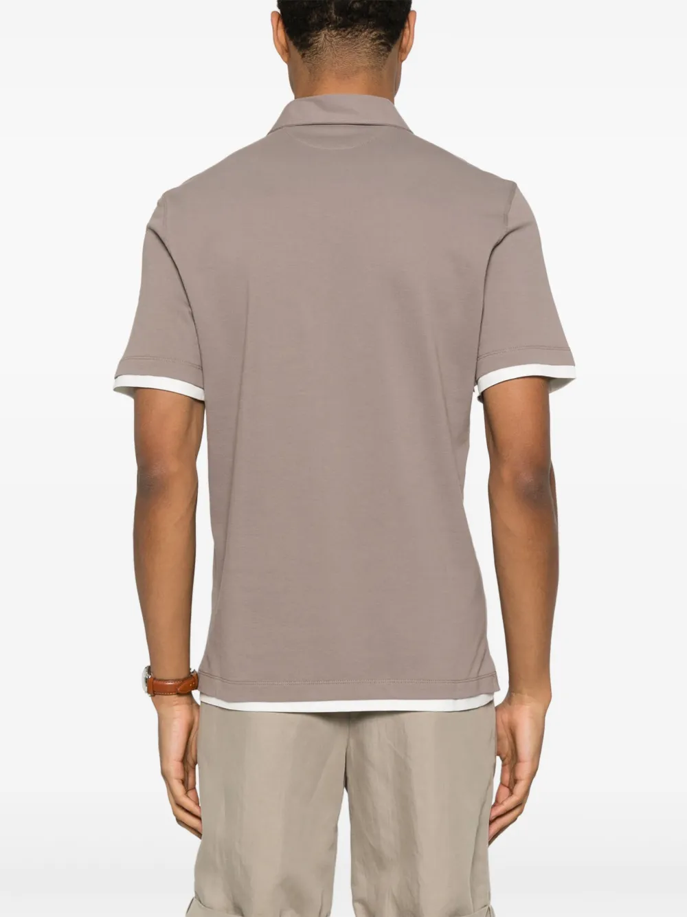 Brunello Cucinelli Poloshirt met imitatielaag Bruin