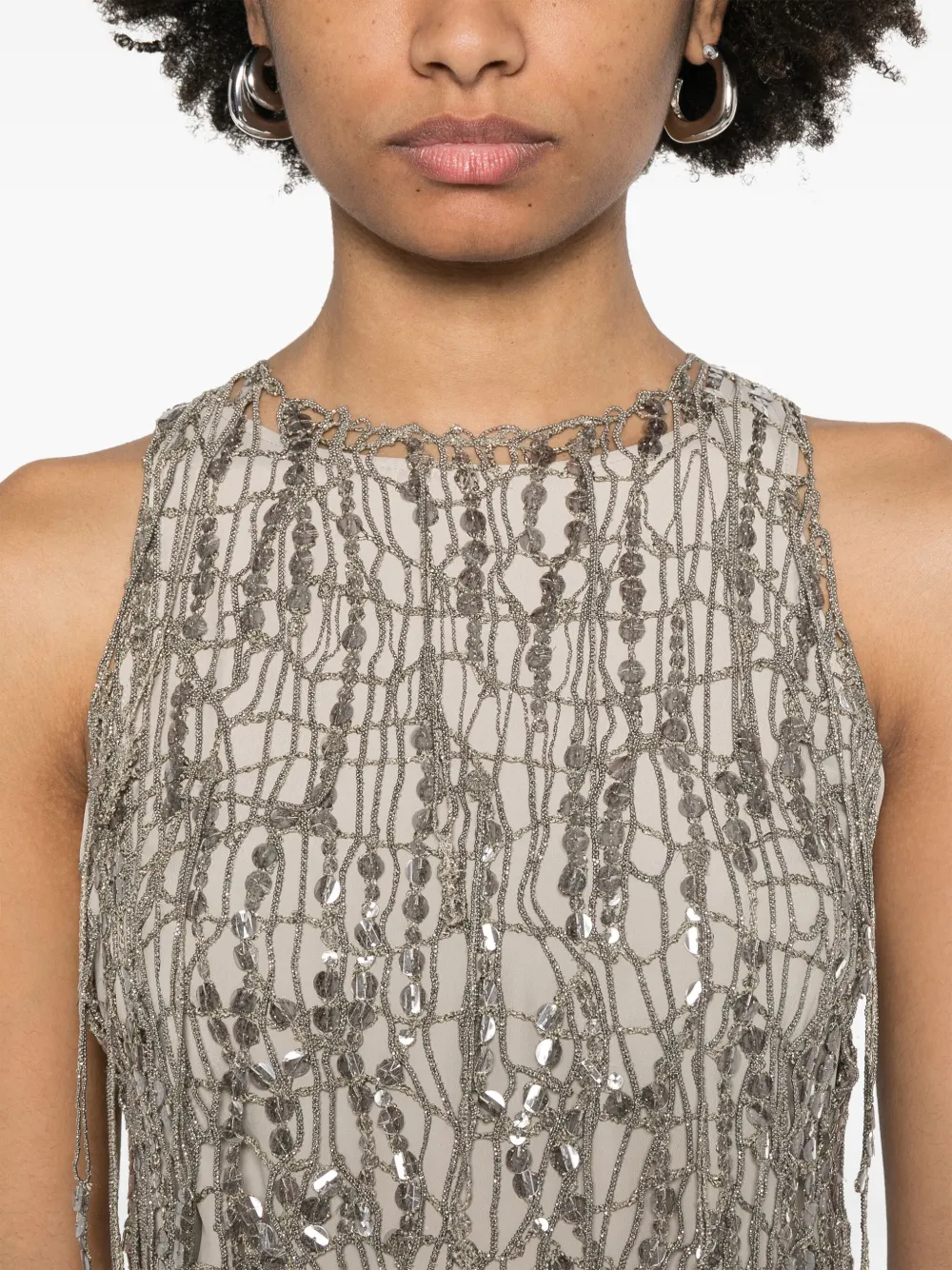 Brunello Cucinelli Top met Monili-kettingdetail Zilver