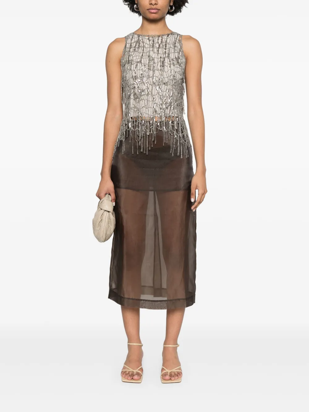 Brunello Cucinelli Top met Monili-kettingdetail Zilver