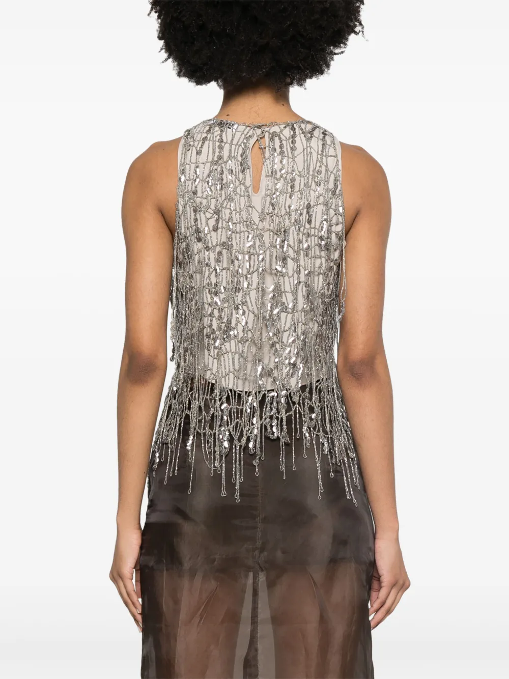 Brunello Cucinelli Top met Monili-kettingdetail Zilver