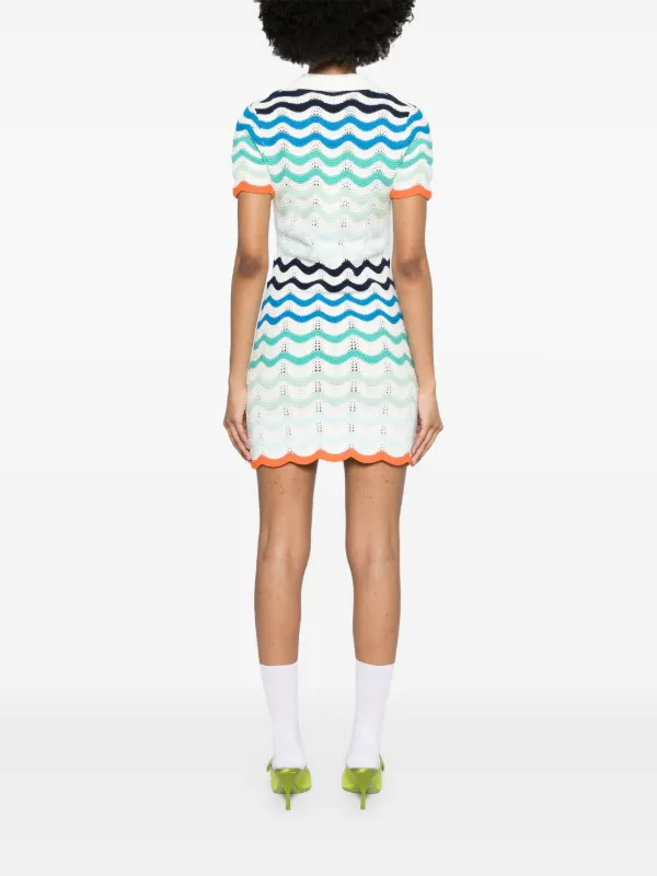 knee length dresses for ladies Casablanca Crochet Knit Mini Dress With Patches – Balardi main image 1