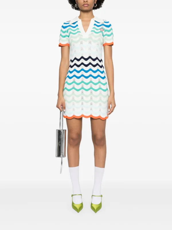 casablanca crochet mini dress Silver Crochet Mirror Mini Dress