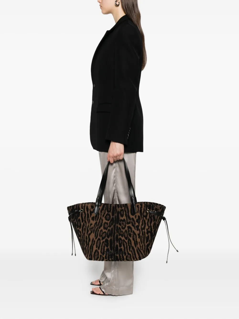 TOM FORD large leopard-jacquard tote bag Bruin