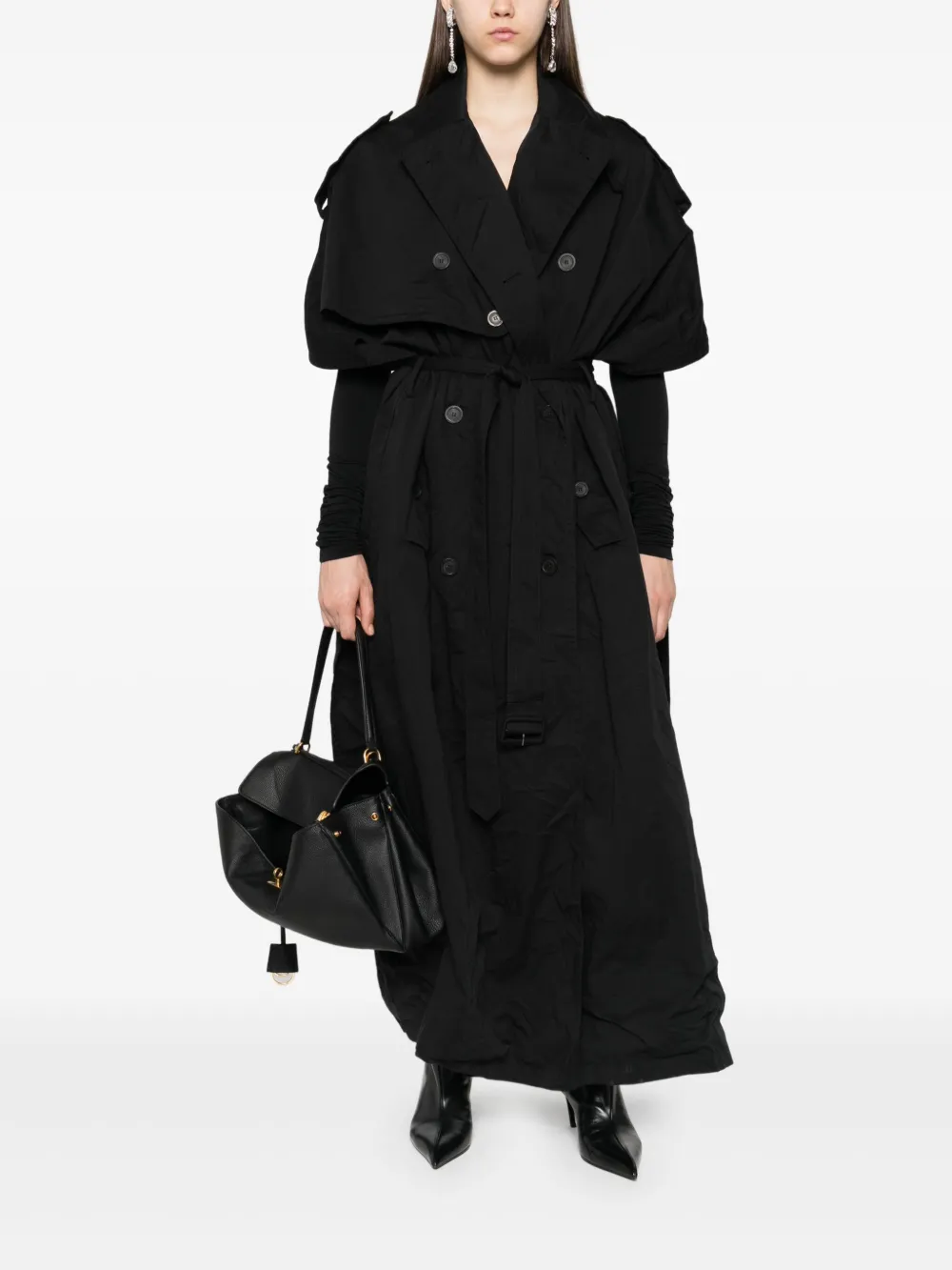 Balenciaga Trenchcoat met capuchon Zwart