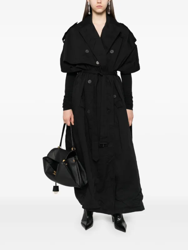 【関税&送料込み】Balenciaga Hooded Cotton Trench Coat Balenciaga Hooded Trench Coat | Black | FARFETCH
