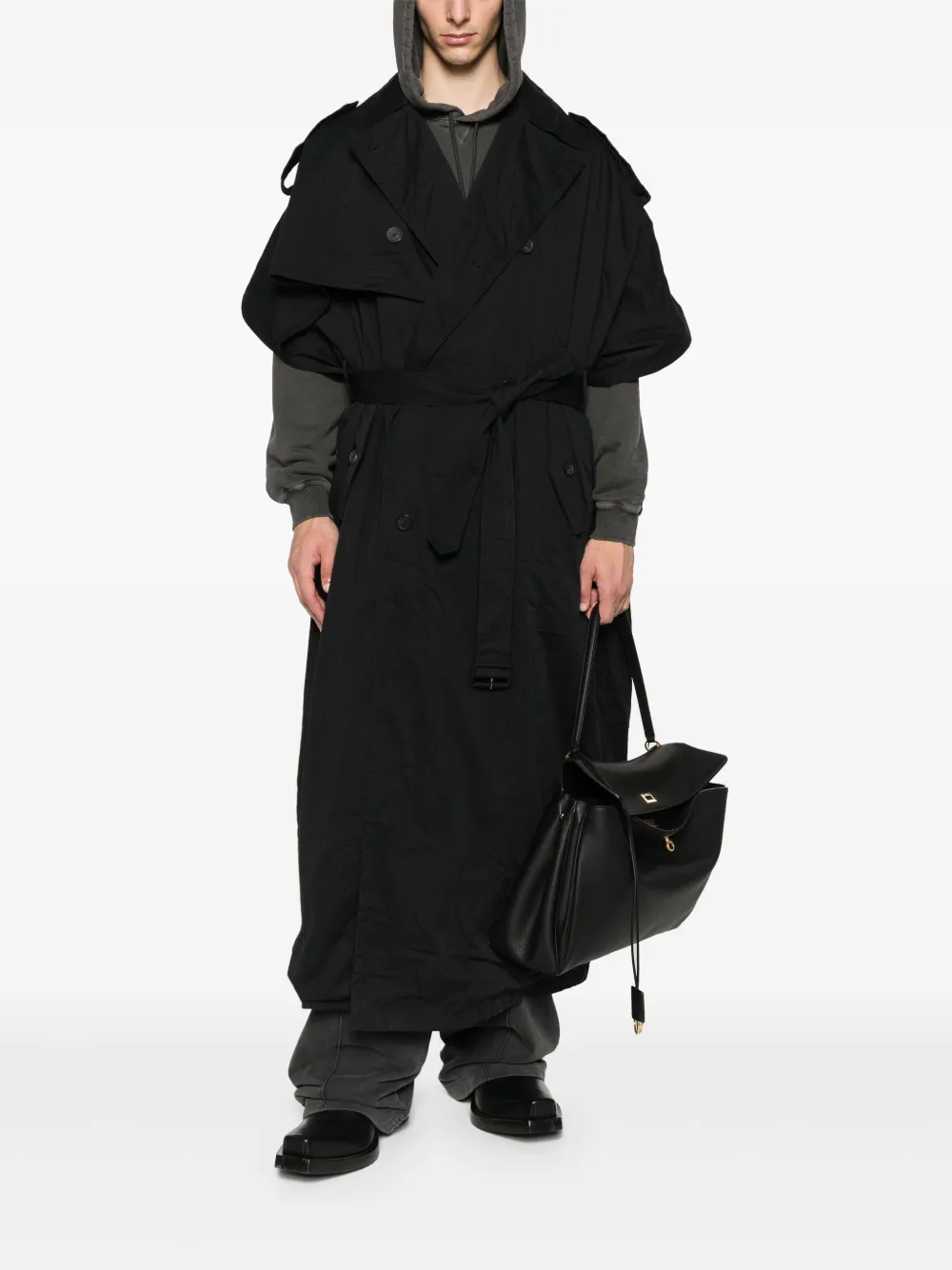 Balenciaga Trenchcoat met capuchon Zwart