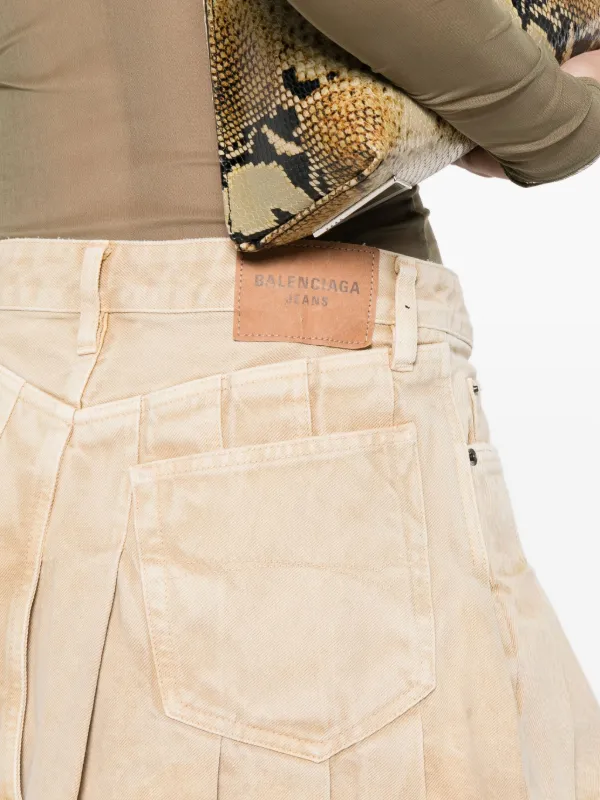 Balenciaga Pleated Denim Mini Skirt | Neutrals | FARFETCH