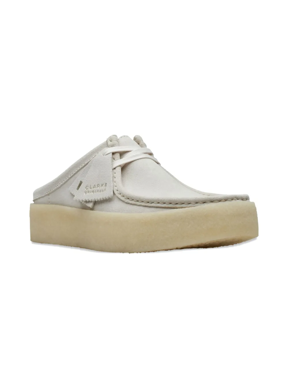 Clarks Wallabee Cup "Grey" mules White