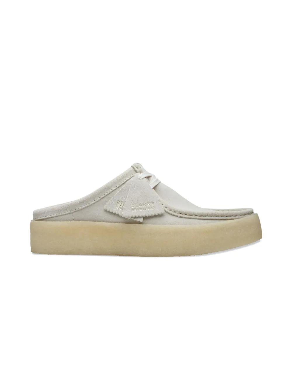 Clarks Wallabee Cup "Grey" mules White