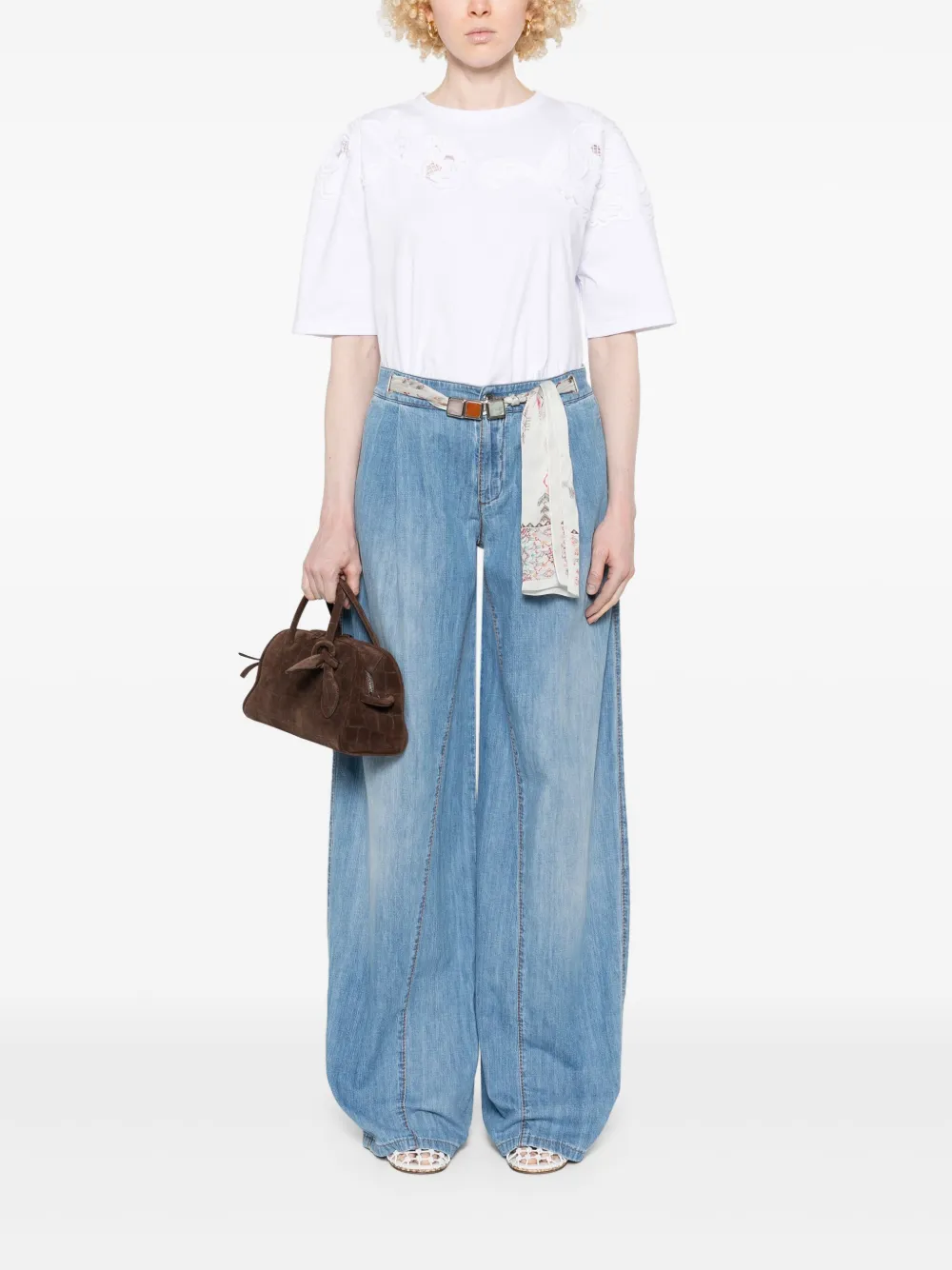Ermanno Scervino T-shirt met bloemenpatch Wit