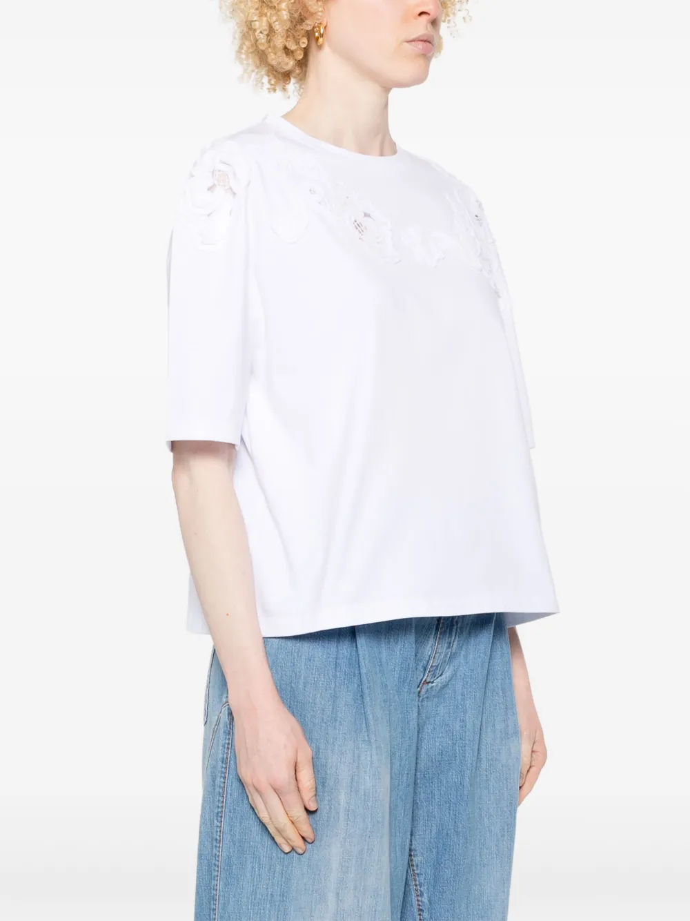 Ermanno Scervino T-shirt met bloemenpatch Wit