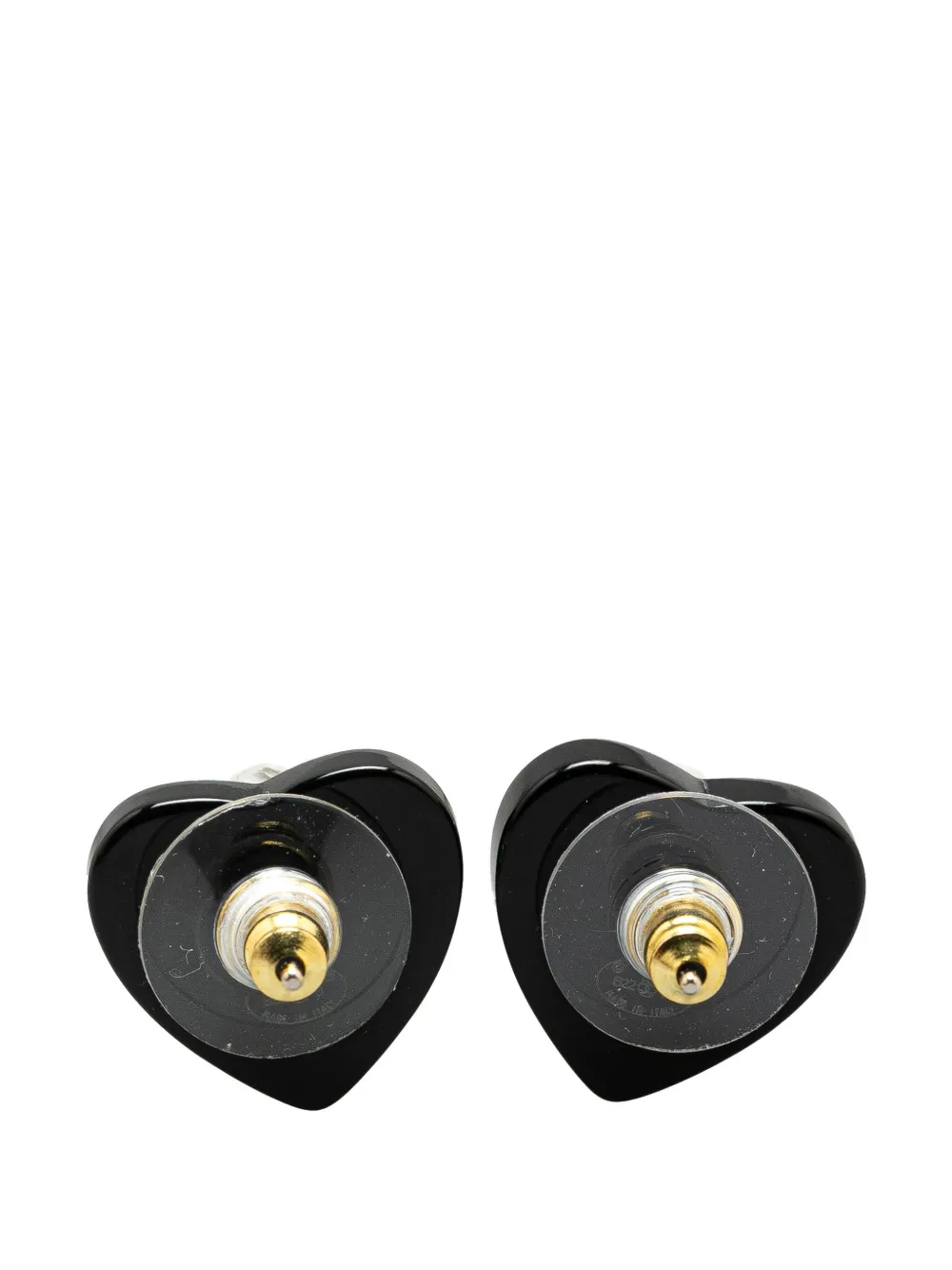 CHANEL Pre-Owned aretes Resin Rhinestone CC Heart Push Back Earrings 2022 | Image 2