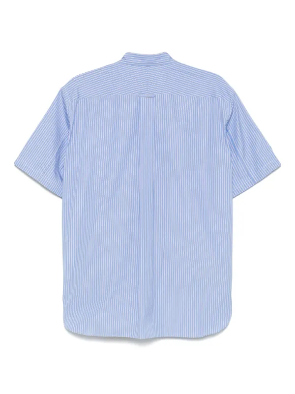 JUNYA WATANABE MAN パッチワーク半袖シャツ COTTON STRIPE X MULTI MATERIAL PATCHWORK SHIRT｜JUNYA