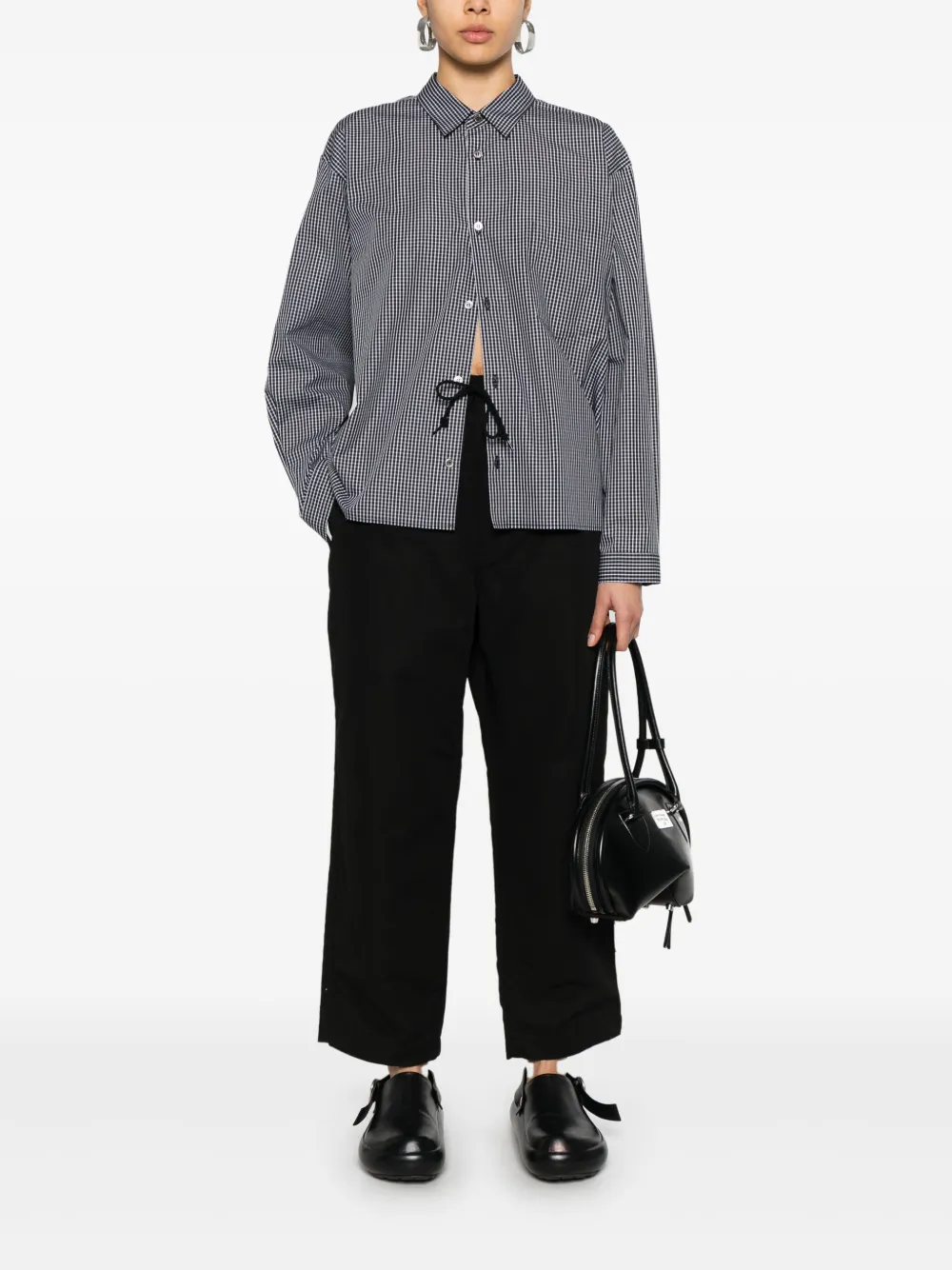 Black Comme Des Garçons Geruite polo Zwart