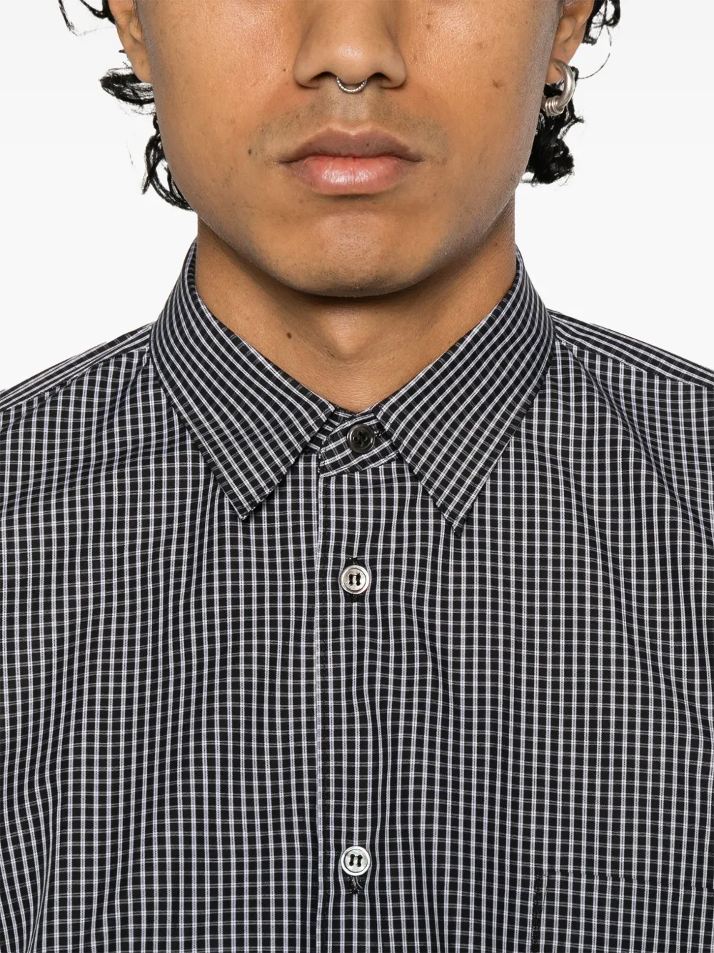 Black Comme Des Garçons Geruite polo Zwart