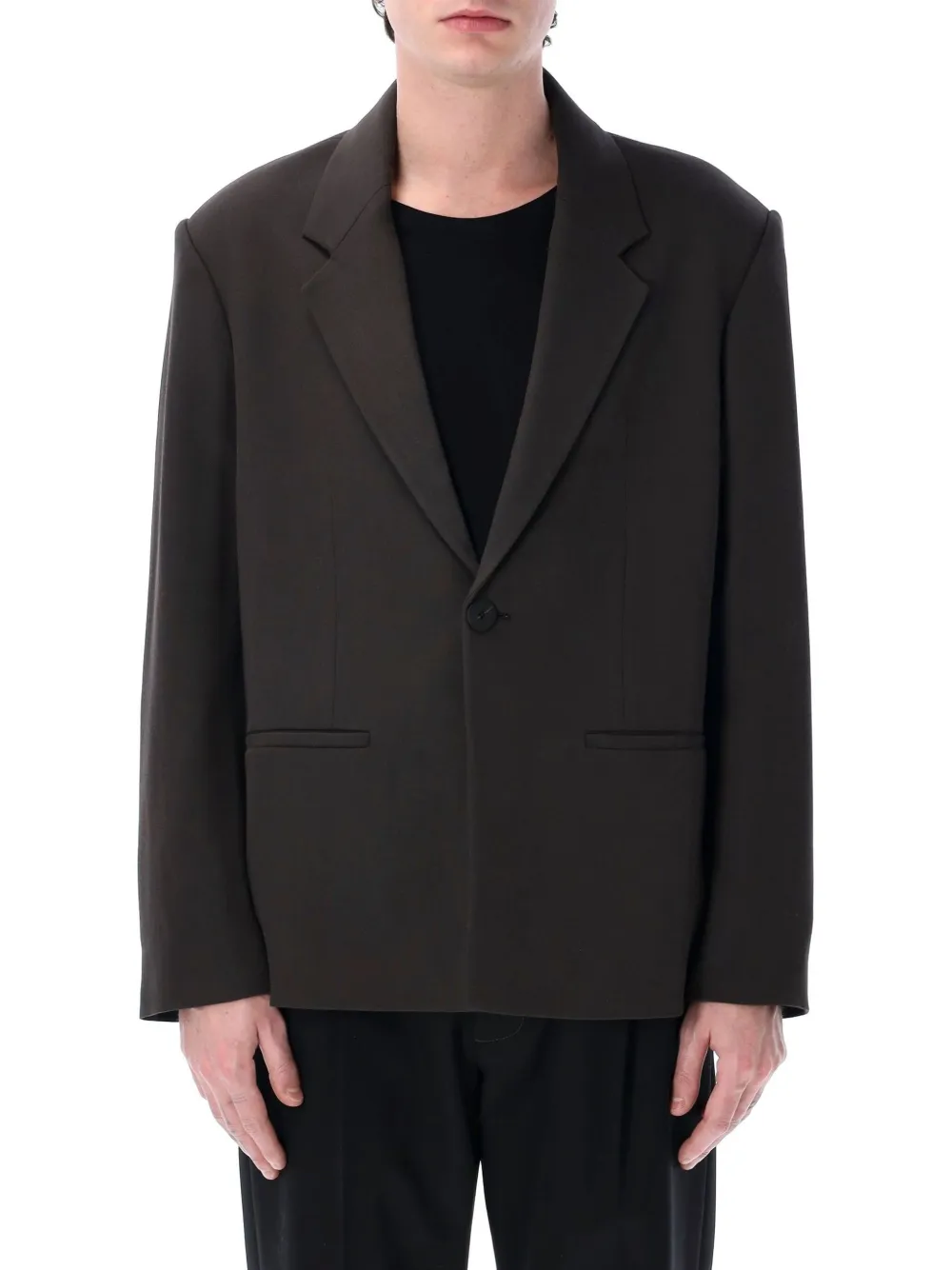 Studio Nicholson Oversized Blazer Notched Lapel Front Pockets In Black