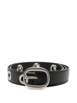 Alexander McQueen アイレットスタッズ レザーベルト | ブラック