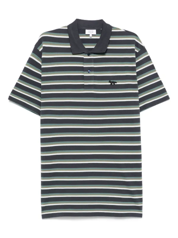 ★メゾンキツネ★Men Profile Fox Patch Tri Color Stripes Polo PROFILE FOX PATCH TRI COLOR STRIPES POLO | Maison Kitsuné