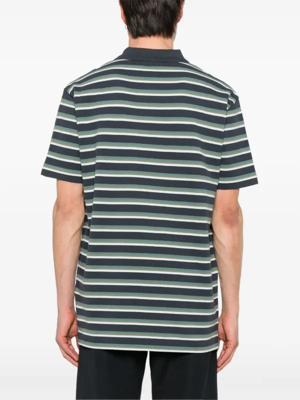 Maison Kitsuné Profile Fox-patch Striped Polo Shirt | Blue