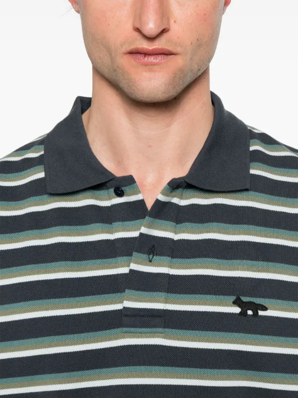 ★メゾンキツネ★Men Profile Fox Patch Tri Color Stripes Polo PROFILE FOX PATCH TRI COLOR STRIPES POLO | Maison Kitsuné