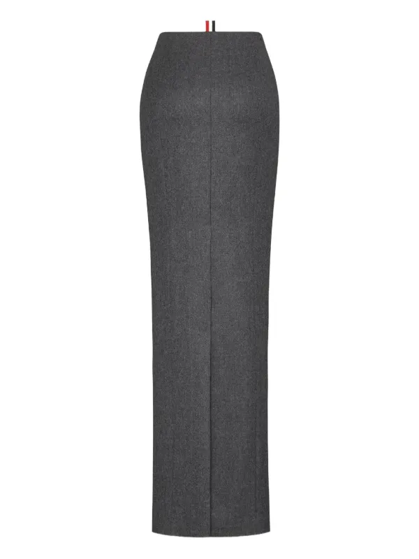 Thom Browne Wool Flannel Pencil Maxi Skirt in Grey