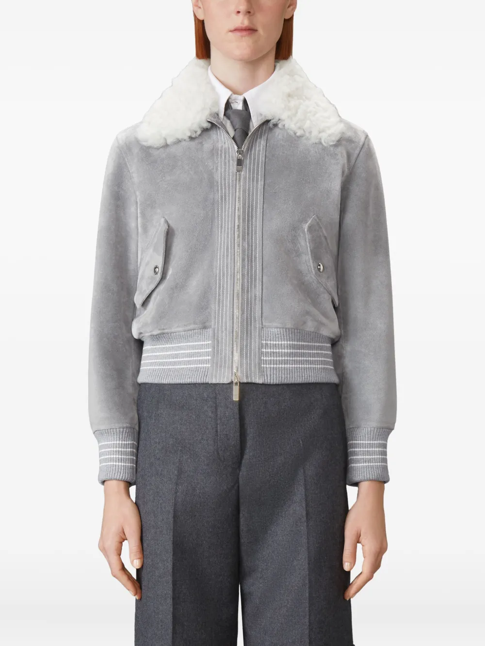 Thom Browne Jack met lammy kraag Grijs