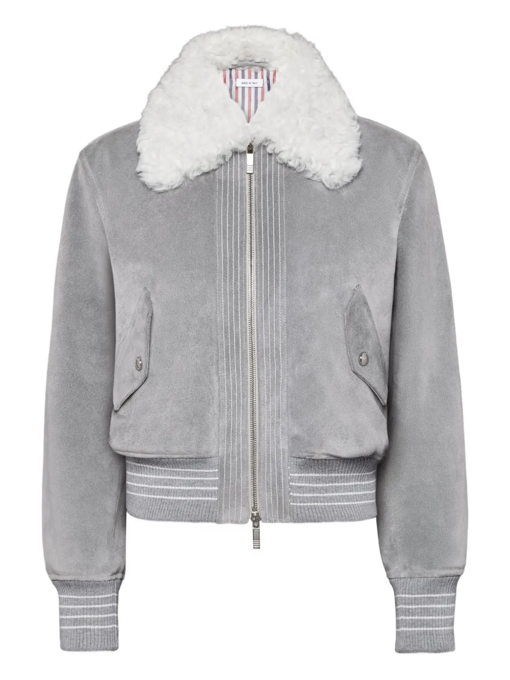 Thom Browne chamarra de gamuza con cuello texturizado | gris | Image 1