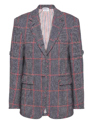 THOM BROWNE. グレー チェック柄 ジャケット 美品】 THOM BROWNE チェック柄 ジャケット グレー トムブラウン