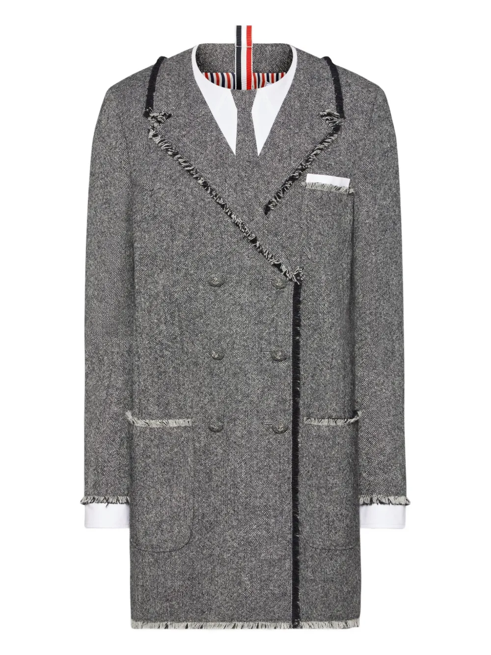 Thom Browne frayed-edge double-breasted mini dress | Black | Image 1