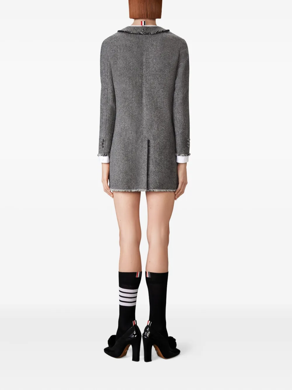 Thom Browne Trompe l'oeil Donegal tweed jurk Zwart