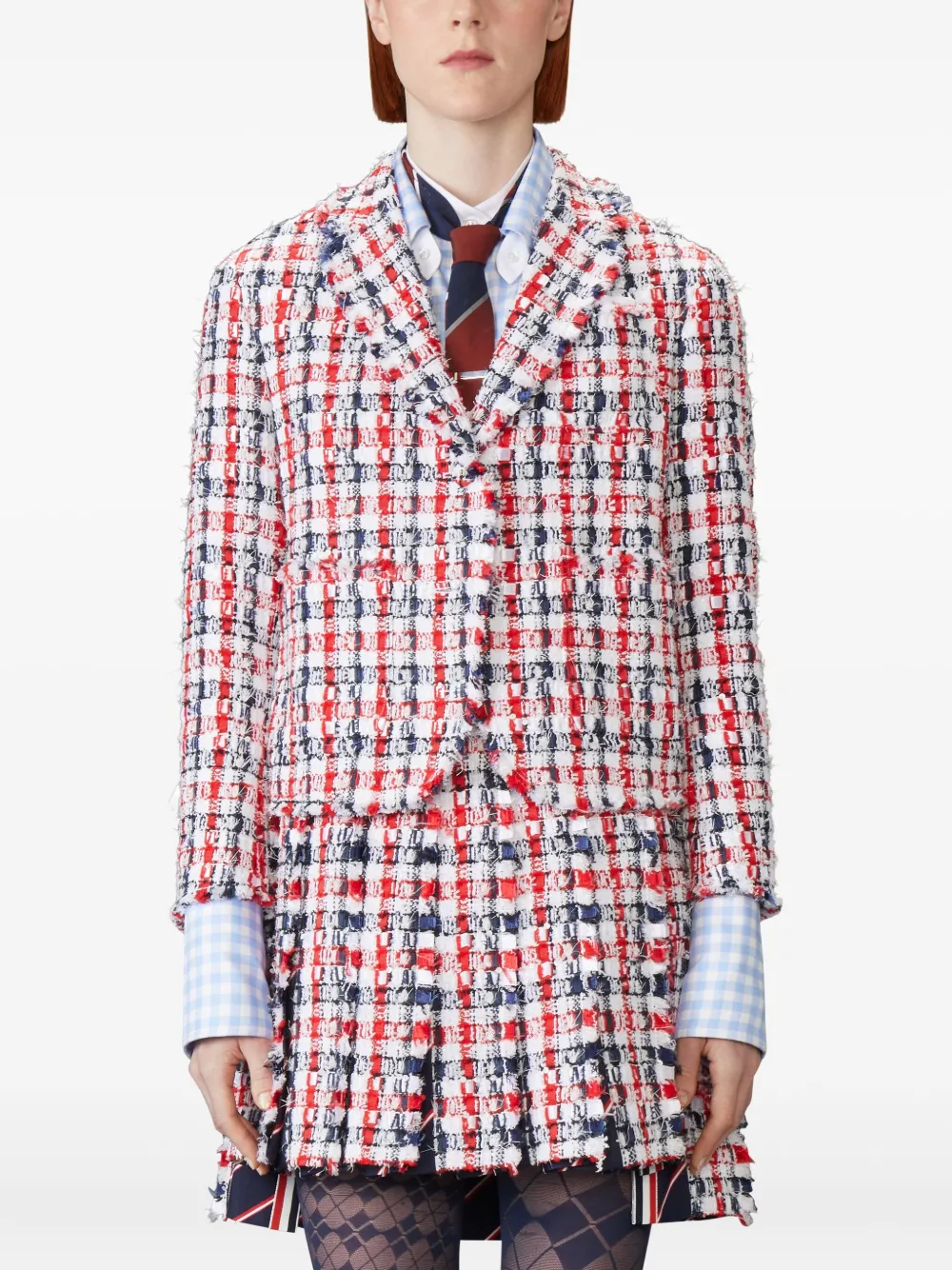 Thom Browne Blazer met gingham ruit Rood