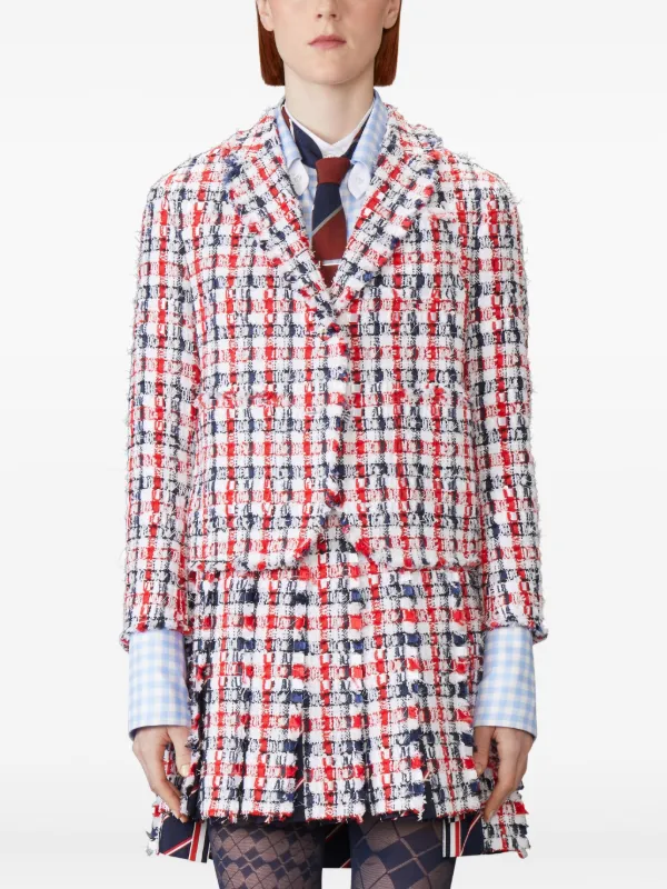 Thom Browne チェック ツイードジャケット | レッド | FARFETCH JP