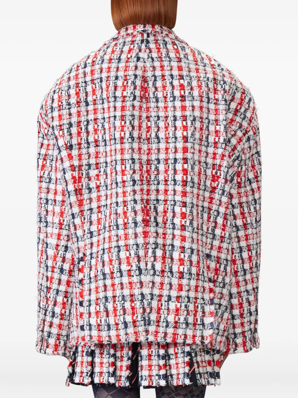 Thom Browne Gingham-check Tweed Jacket In Red