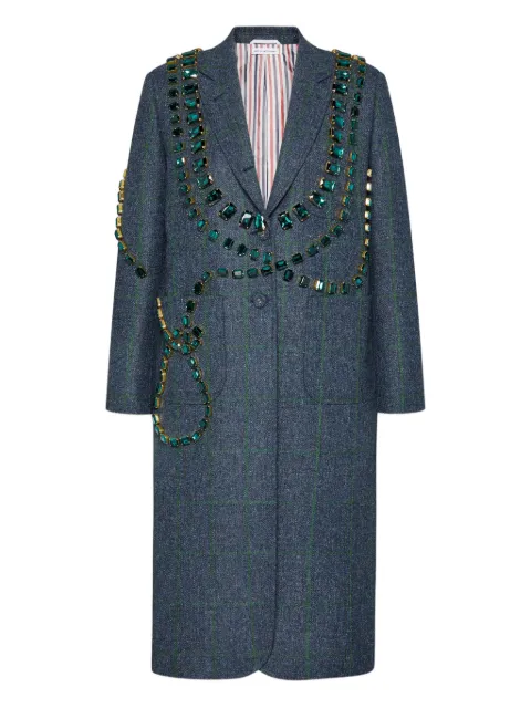 Thom Browne crystal-embellished window-pane print coat