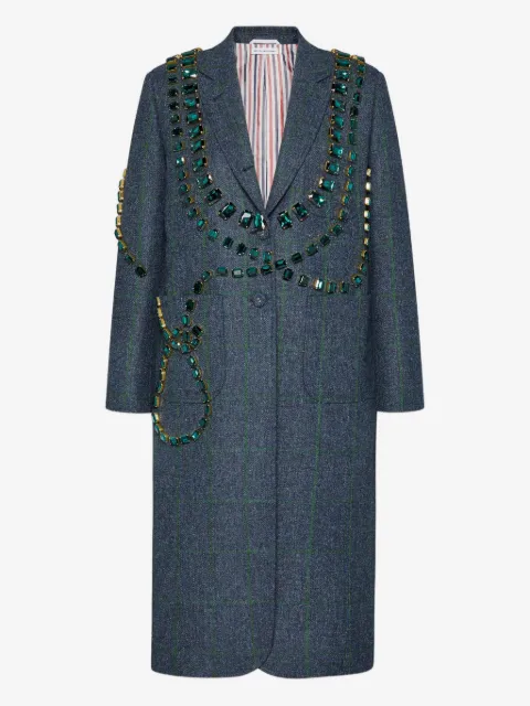 Thom Browne windowpane hunting tweed Trompe L'Oeil jacket with Swarovski crystal