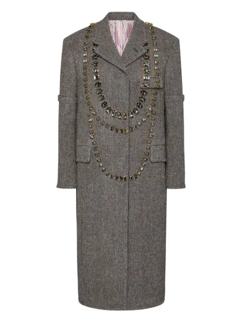 Thom Browne crystal-embellished checked coat