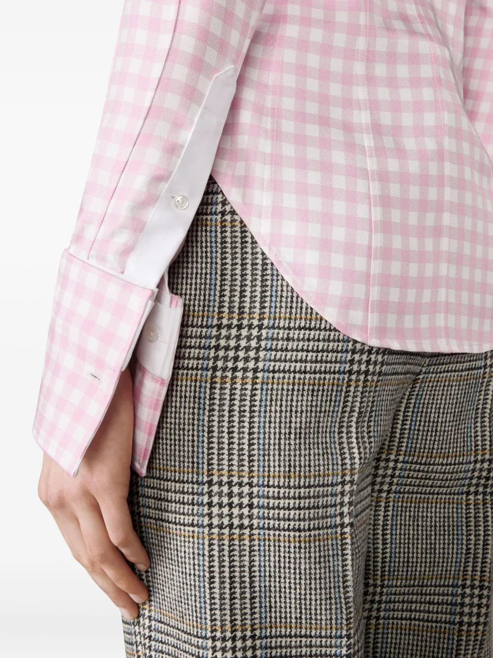 Thom Browne Zijden blouse met gingham-ruit Roze