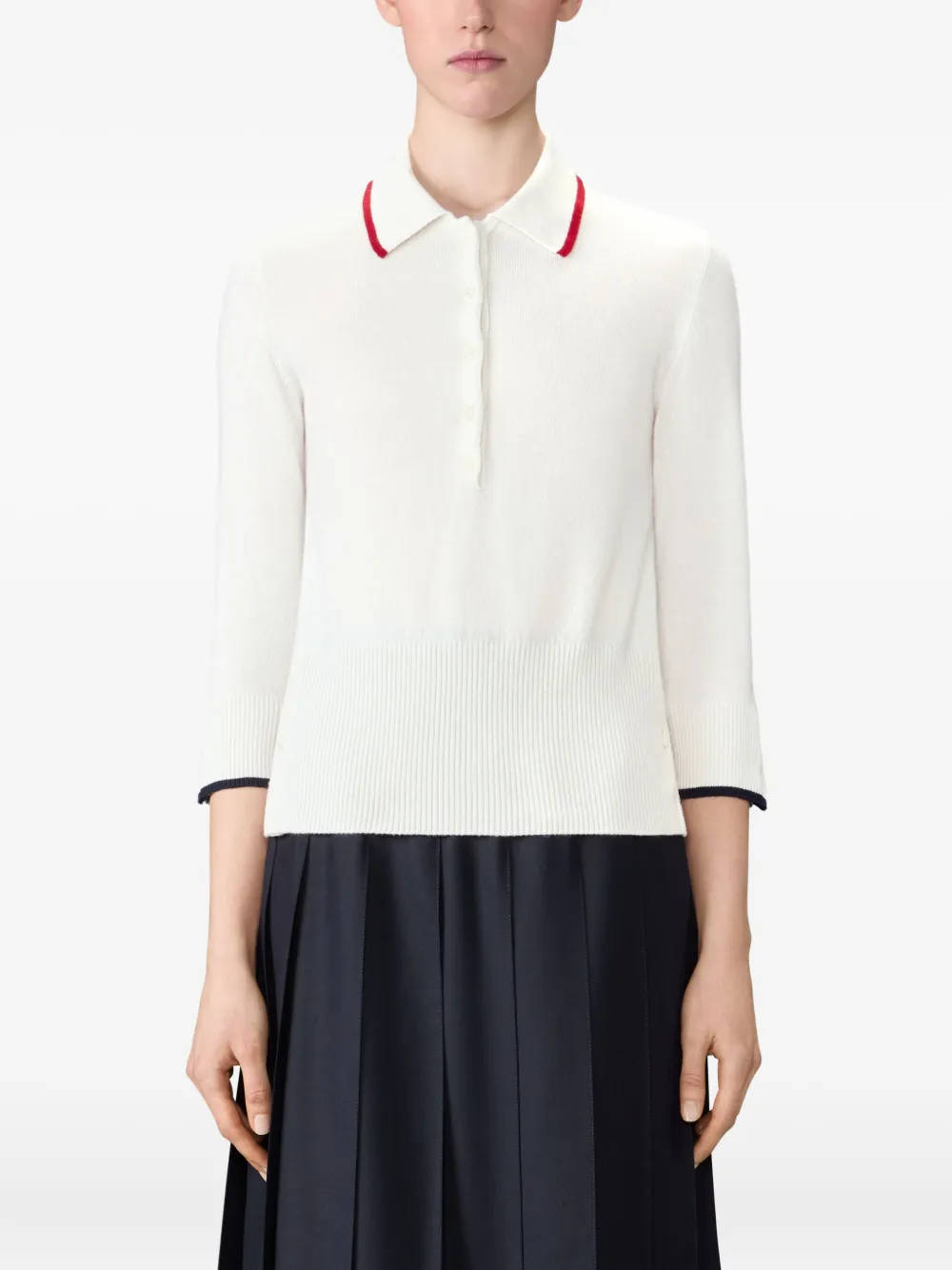 Thom Browne Poloshirt met cropped mouwen - Wit