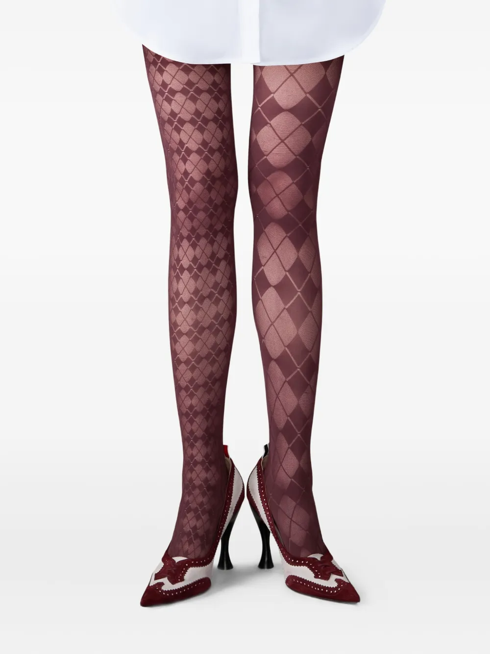 Thom Browne Doorzichtige panty met argyle patroon Rood